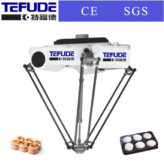 Sistema robótico paralelo de 4 eixos, robô automático, embalagem, braço robótico para bolo de biscoito, chocolate em caixa ou carregamento em embalagem de bandeja de papelão